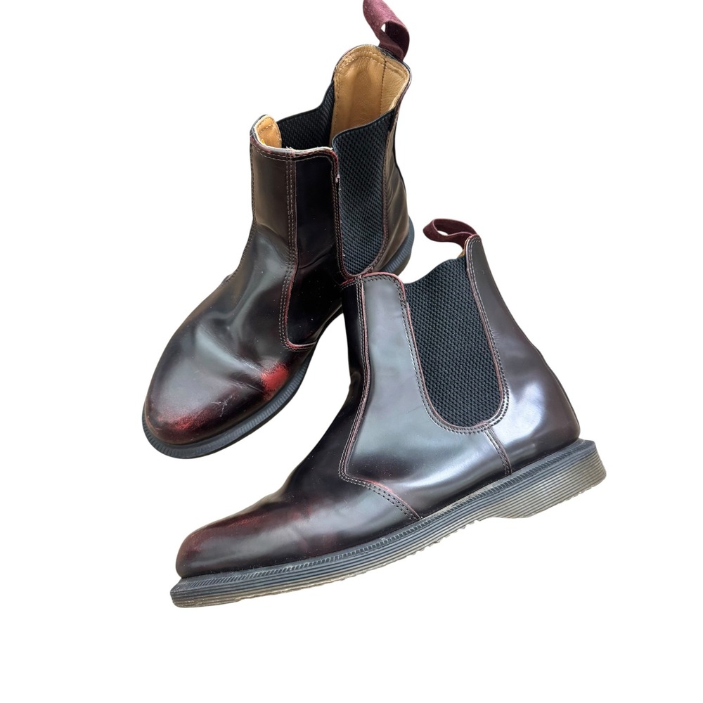Dr. Martens Flora Chelsea Boots Burgundy Arcadia Leather Womens Size 8 L US